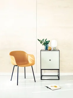 Muuto Fiber armchair, tube base, ochre - black