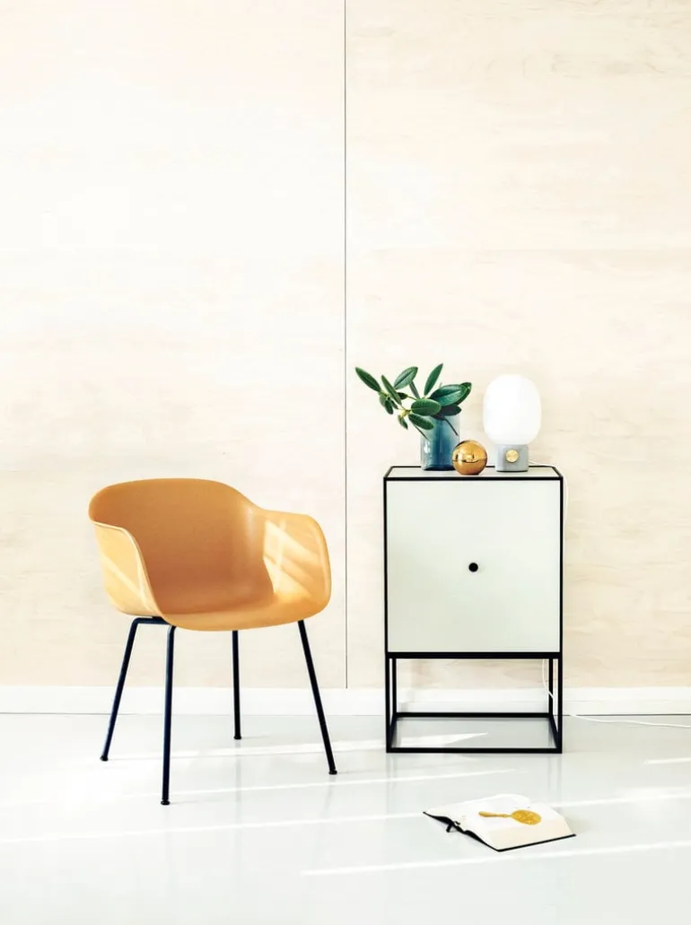 Muuto Fiber armchair, tube base, ochre - black