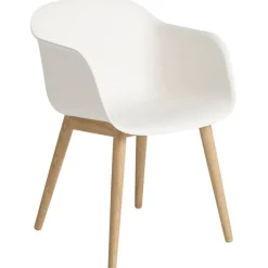 Muuto Fiber armchair, wood base, white - oak