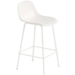 Muuto Fiber counter stool with backrest, 65 cm, tube base, white