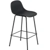 Muuto Fiber counter stool with backrest, 65 cm, tube base, black