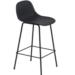 Muuto Fiber counter stool with backrest, 65 cm, tube base, black