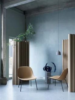 Muuto Fiber lounge chair, tube base, ochre - black