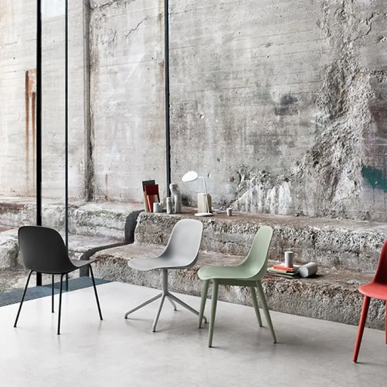 Muuto Fiber side chair, swivel base, black