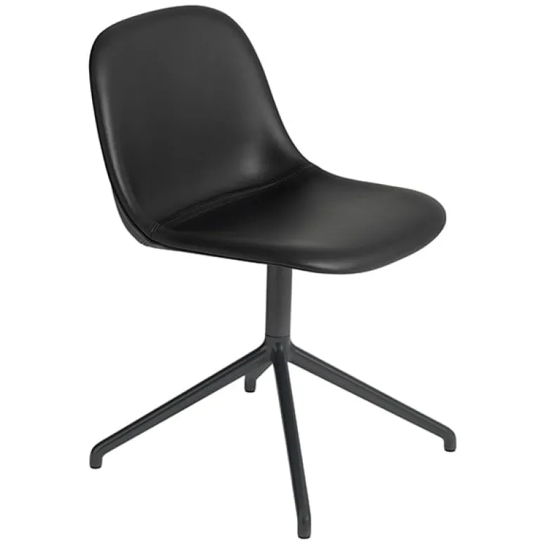 Muuto Fiber side chair, swivel base, black leather