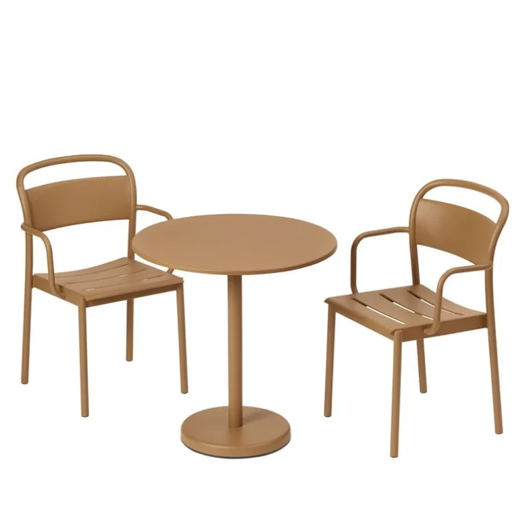 Muuto Linear Steel Café table, 70 cm, burnt orange