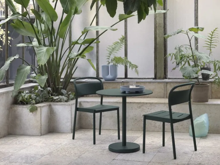 Muuto Linear Steel Café table, 70 cm, dark green