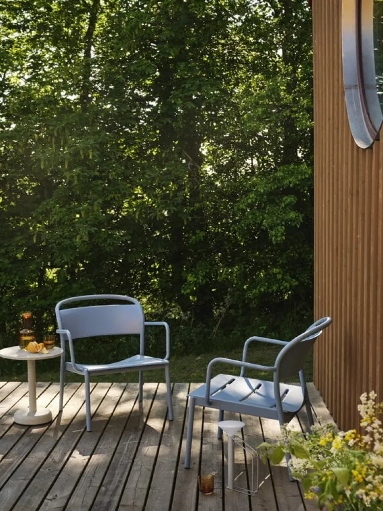 Muuto Linear Steel lounge armchair, pale blue