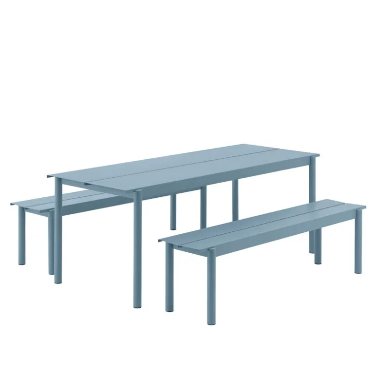 Muuto Linear Steel table, 200 x 75 cm, pale blue