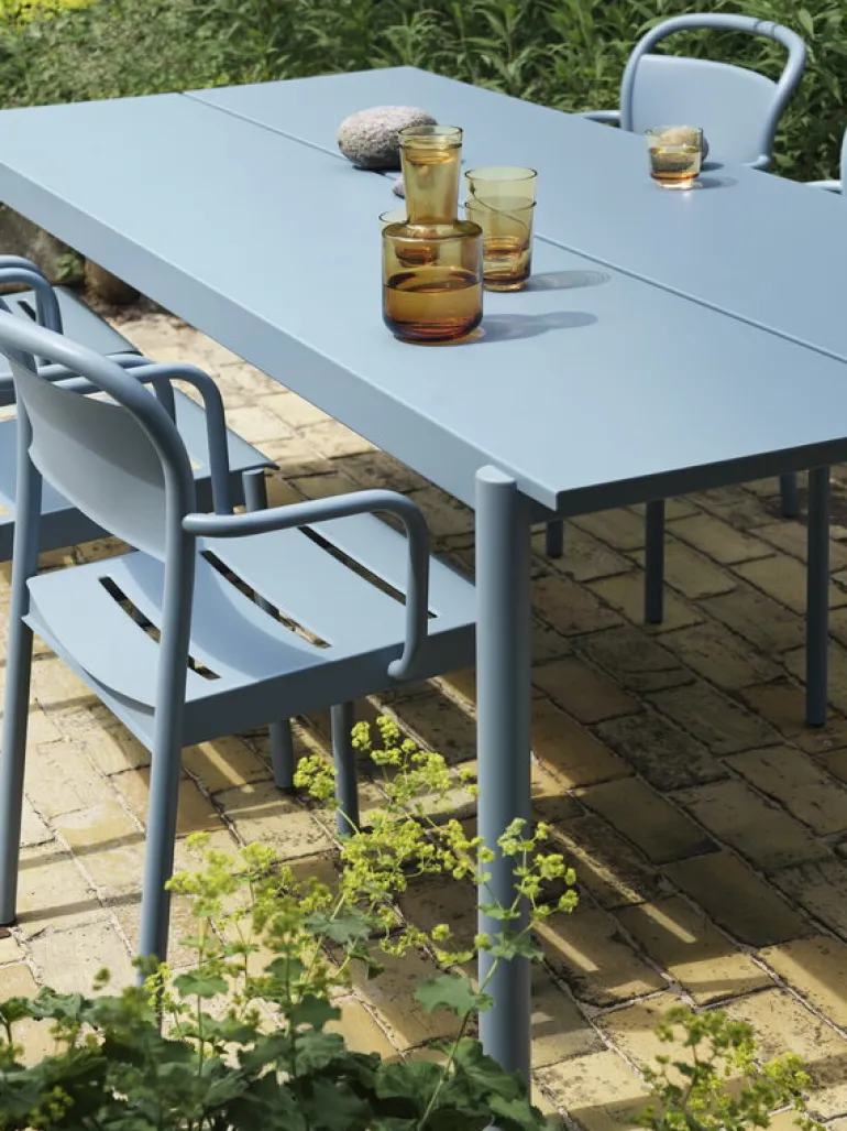 Muuto Linear Steel table, 200 x 75 cm, pale blue