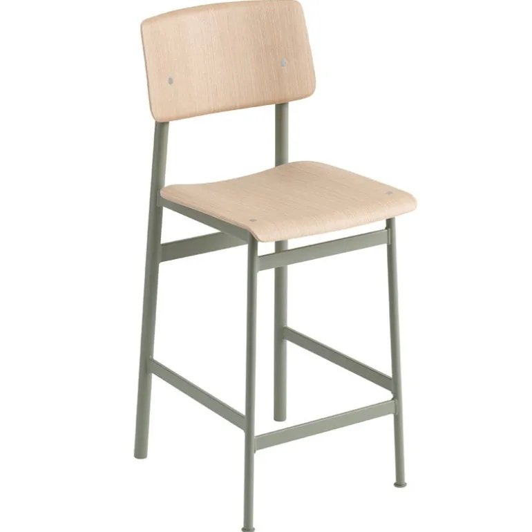 Muuto Loft bar stool 65 cm, dusty green - oak