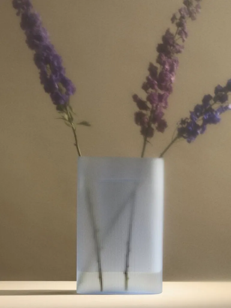 Muuto Ridge vase, 35 cm, light blue frosted glass