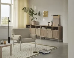 Muuto Stacked podium with tube base, 131 x 35 x 17 cm, oak