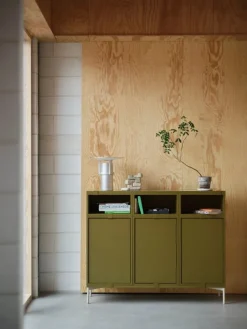 Muuto Stacked shelf module with door, large, brown green