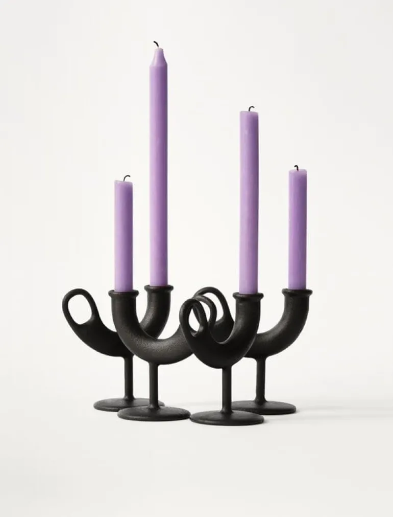 Nedre Foss Ildhane candleholder, black