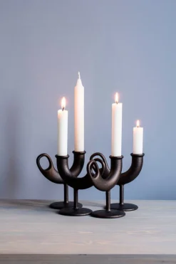Nedre Foss Ildhane candleholder, black