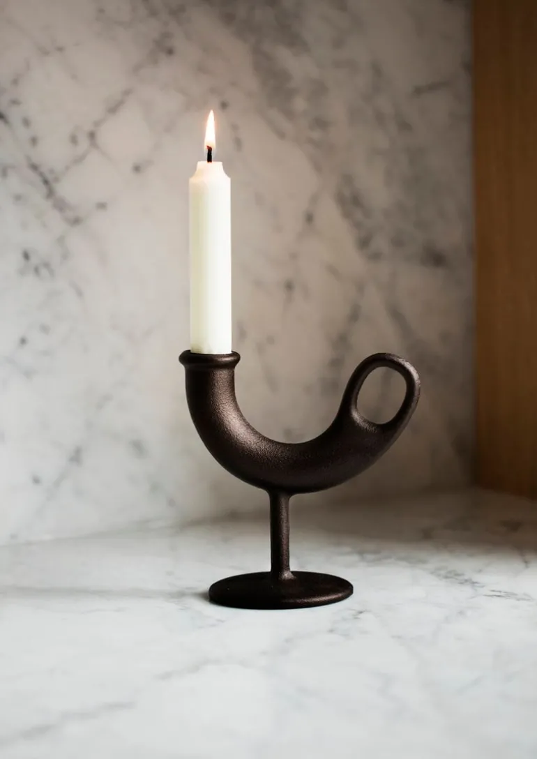 Nedre Foss Ildhane candleholder, black