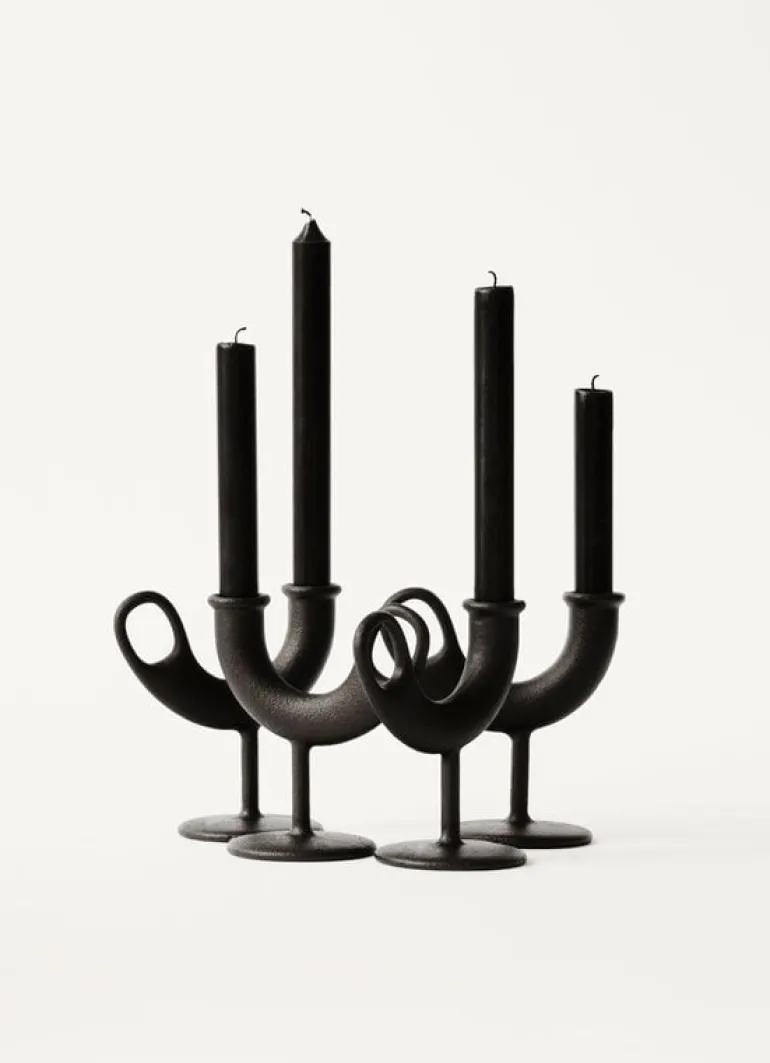 Nedre Foss Ildhane candleholder, black
