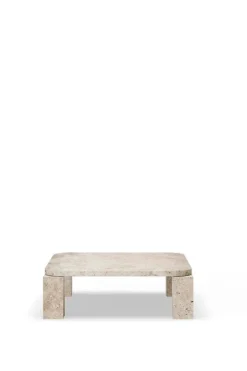 New Works Atlas coffee table, 82 x 82 cm, unfilled travertine
