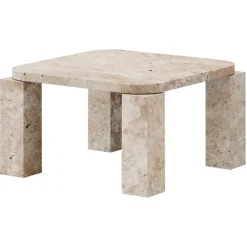 New Works Atlas coffee table, 60 x 60 cm, unfilled travertine