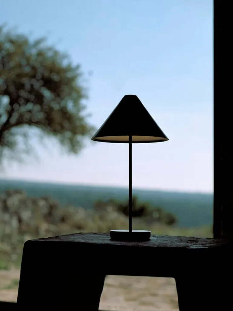 New Works Brolly portable table lamp, black steel