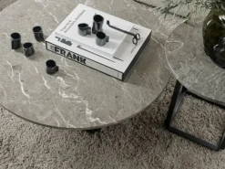 New Works Florence coffee table 90 cm, black - grey marble