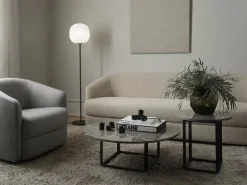 New Works Florence coffee table 90 cm, black - grey marble