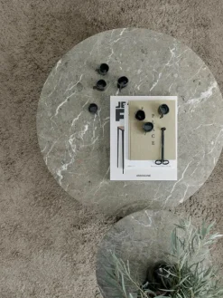 New Works Florence coffee table 90 cm, black - grey marble