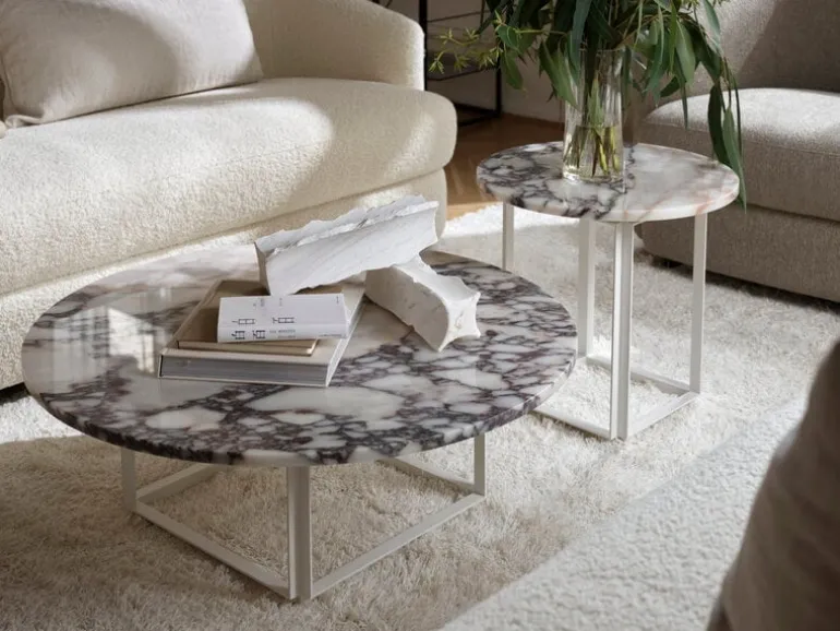 New Works Florence coffee table, 90 cm, white - white marble Viola