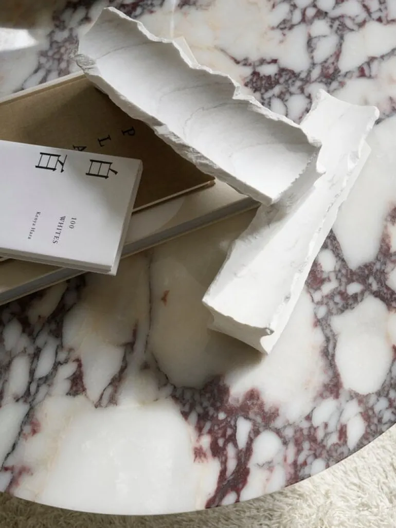 New Works Florence coffee table, 90 cm, white - white marble Viola