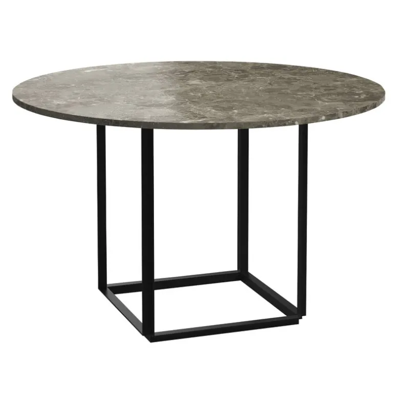 New Works Florence dining table 120 cm, black - grey marble