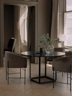 New Works Florence dining table 120 cm, black - grey marble