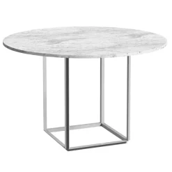 New Works Florence dining table 120 cm, white - white marble Carrara