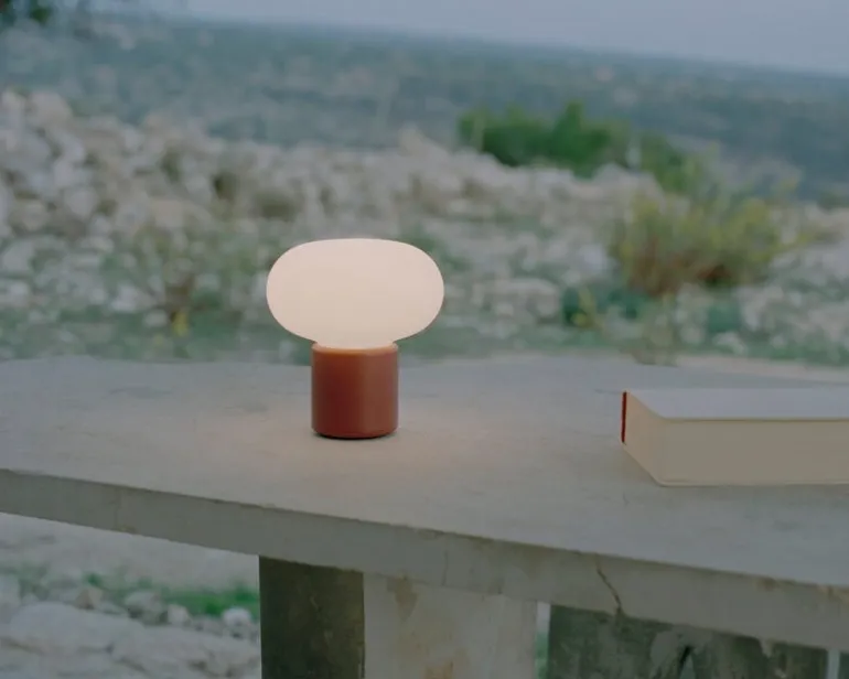 New Works Karl-Johan portable table lamp, earth red