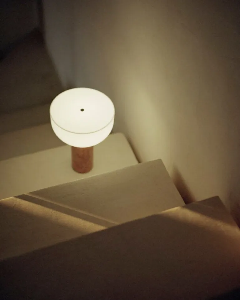 New Works Kizu portable table lamp, Breccia Pernice marble