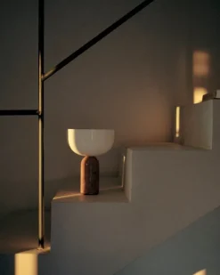 New Works Kizu portable table lamp, Breccia Pernice marble