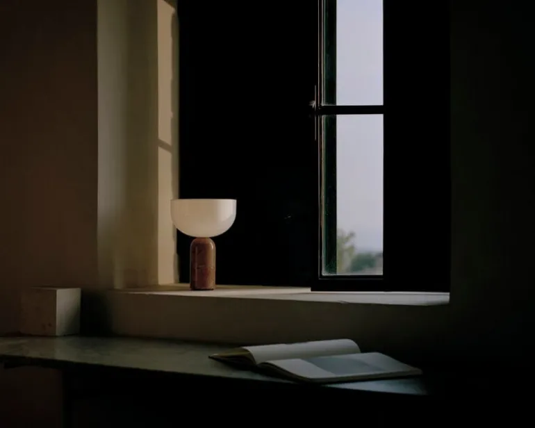 New Works Kizu portable table lamp, Breccia Pernice marble