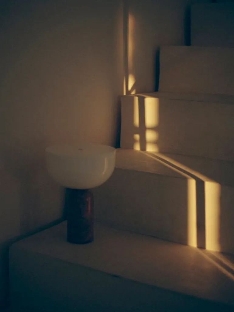 New Works Kizu portable table lamp, Breccia Pernice marble