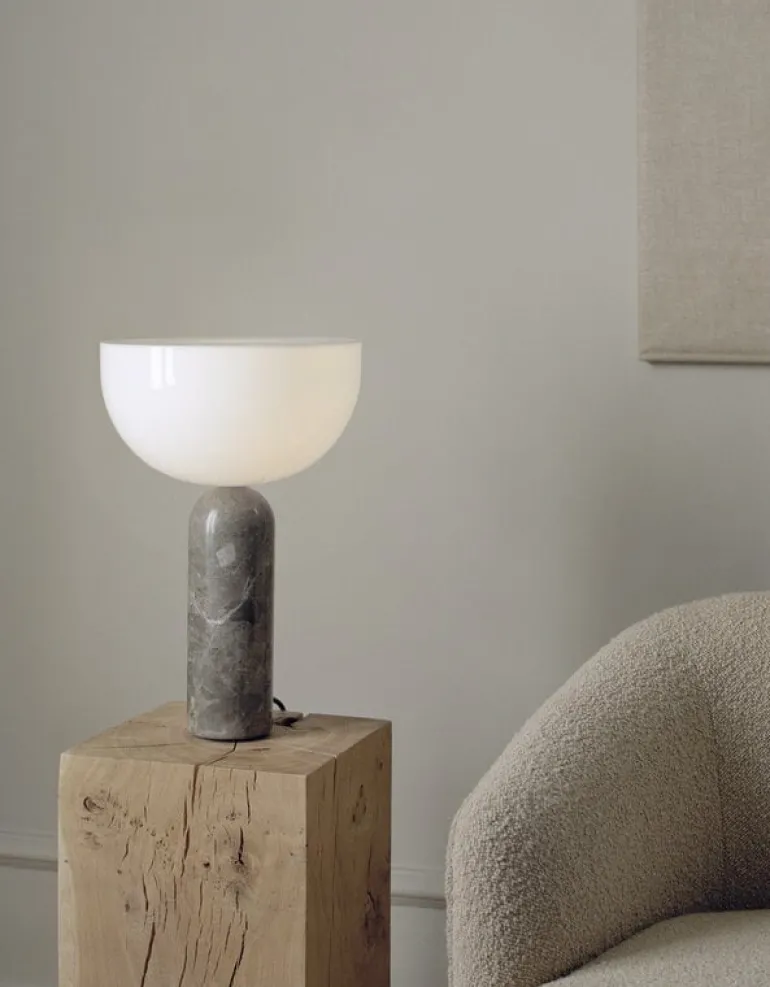 New Works Kizu table lamp, large, Gris du Marais marble