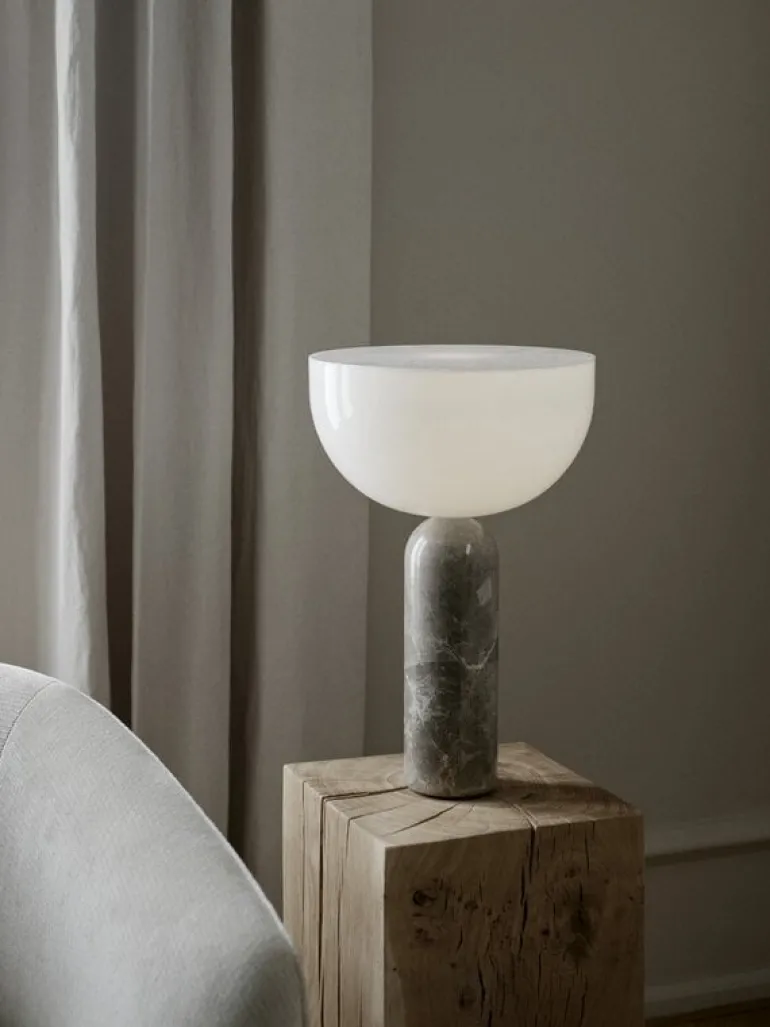 New Works Kizu table lamp, large, Gris du Marais marble