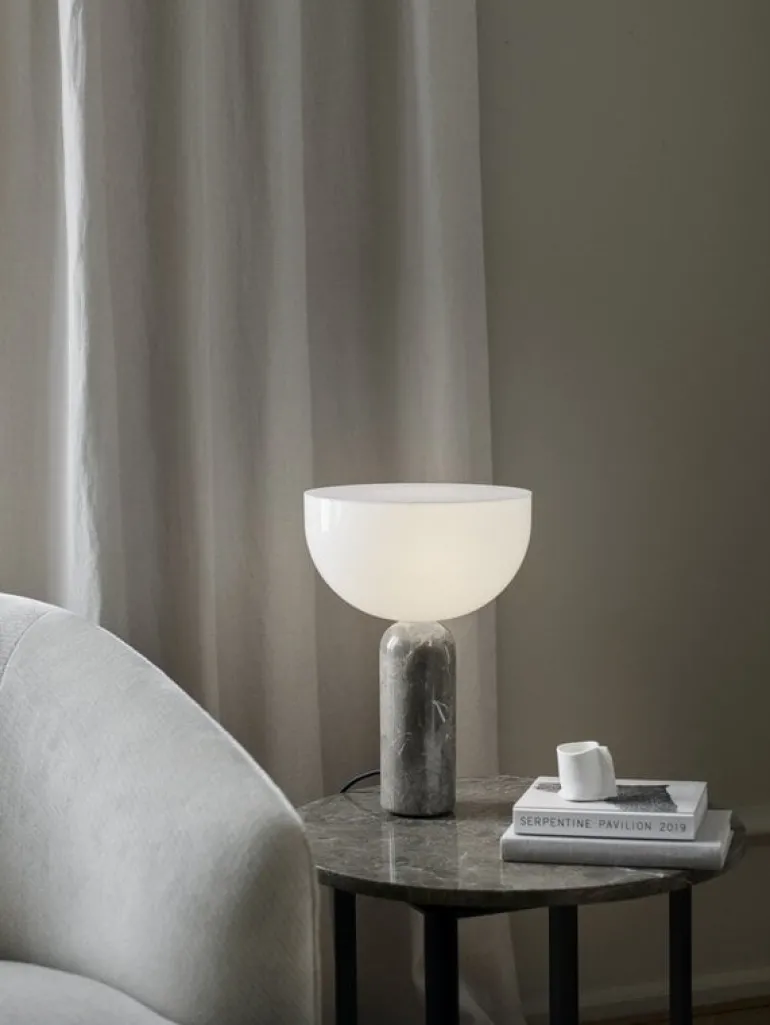 New Works Kizu table lamp, small, Gris du Marais marble