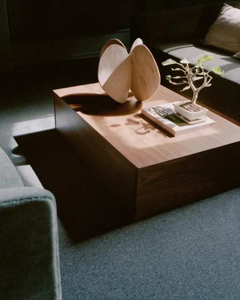New Works Mass High coffee table with drawer, walnut