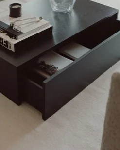 New Works Mass High coffee table with drawer, black stained oak