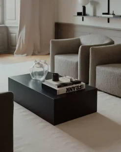 New Works Mass High coffee table with drawer, black stained oak