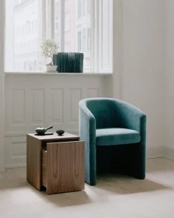 New Works Mass side table with drawer, walnut