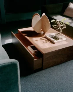 New Works Mass Wide coffee table with drawer, walnut