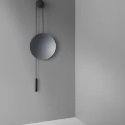 New Works Rise & Shine wall mirror, black steel