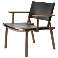 Nikari December Lounge chair w.armrests, smoked oak-black leather