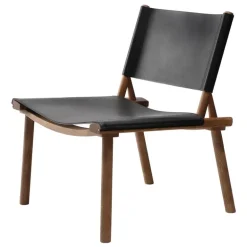 Nikari December lounge chair, lacquered smoked oak - black leather