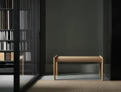 Nikari Detalji bench, 100 cm, oak - papercord